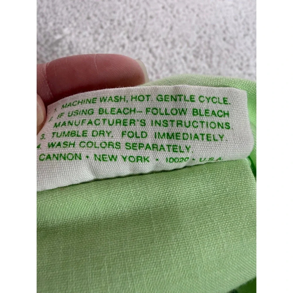Vintage Cannon Monticello‎ Standard Pillowcase Green White Stripe No Iron Muslin